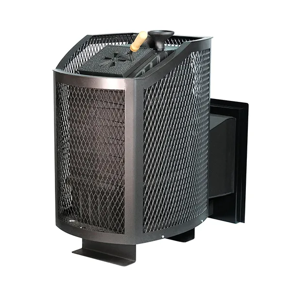 печь для бани чугунная сибирь амур с закрытой каменкой панорамная дверка (сетка)