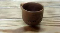 кружка глиняная кофейная, засеянное поле, ручная работа, маслянка