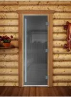 дверь престиж графит 200*80, 8мм, 3 петли, коробка ольха, банный эксперт