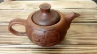чайник глиняный 0,5 л, олени, ручная работа, маслянка