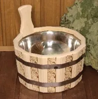 шайка одноручная 3л с нержавеющей вставкой русские узоры, банный эксперт