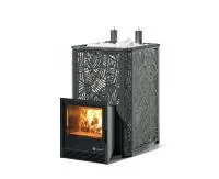 печь для бани изистим ялта 35 к модерн (2025) под ггу в черном кожухе