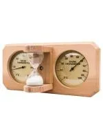 термометр с гигрометром банная станция, пес.часы, канад. кедр th-25-r white, 212f, банный эксперт