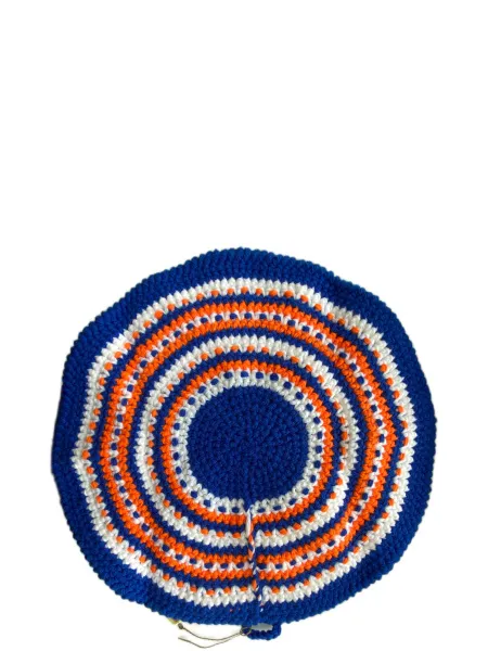 коврик для бани банибо №4 ручной работы, акрил, синий/оранжевый/белый, банный перец